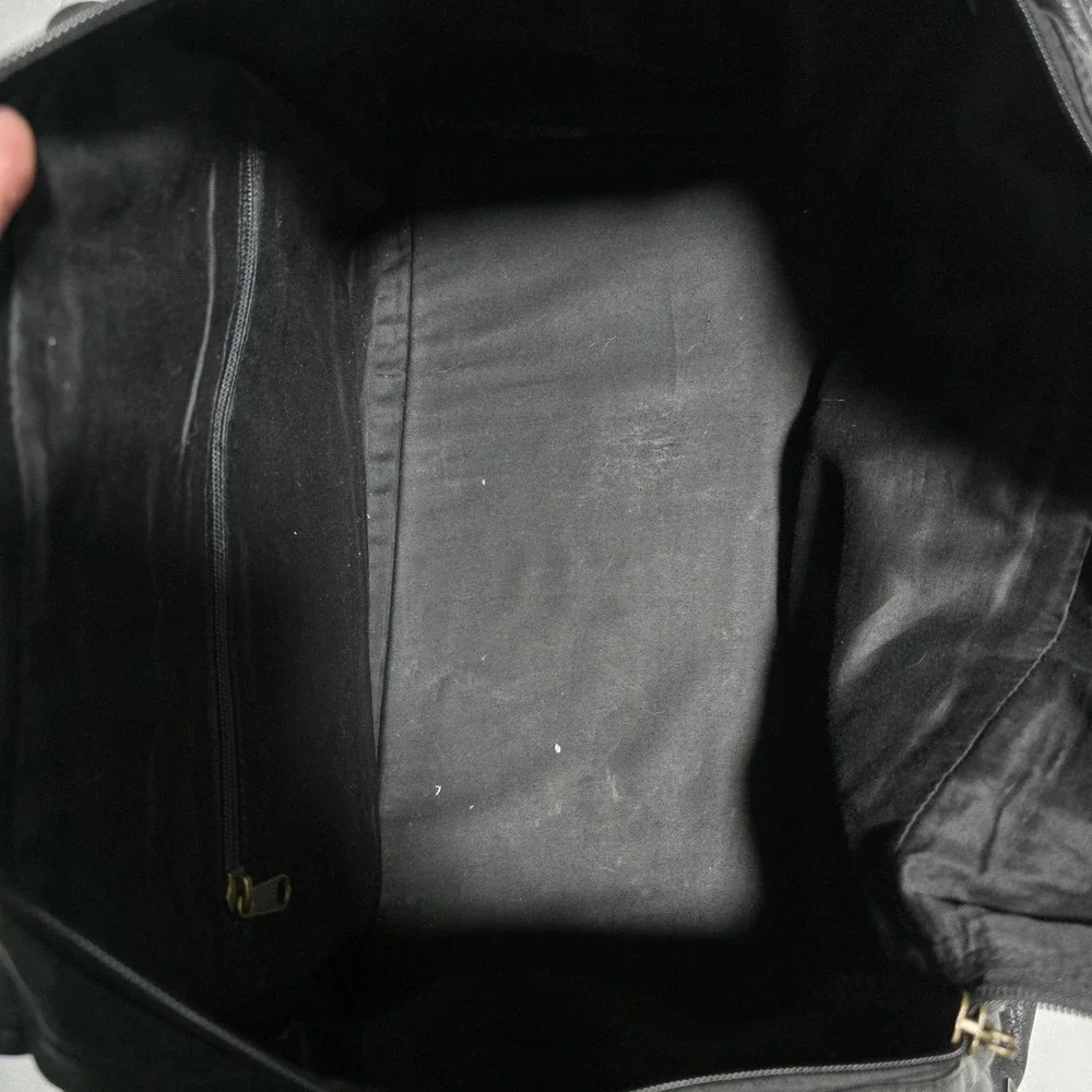 Overland Outfitters Black Leather Travel Duffel Bag Weekender Carry On Large